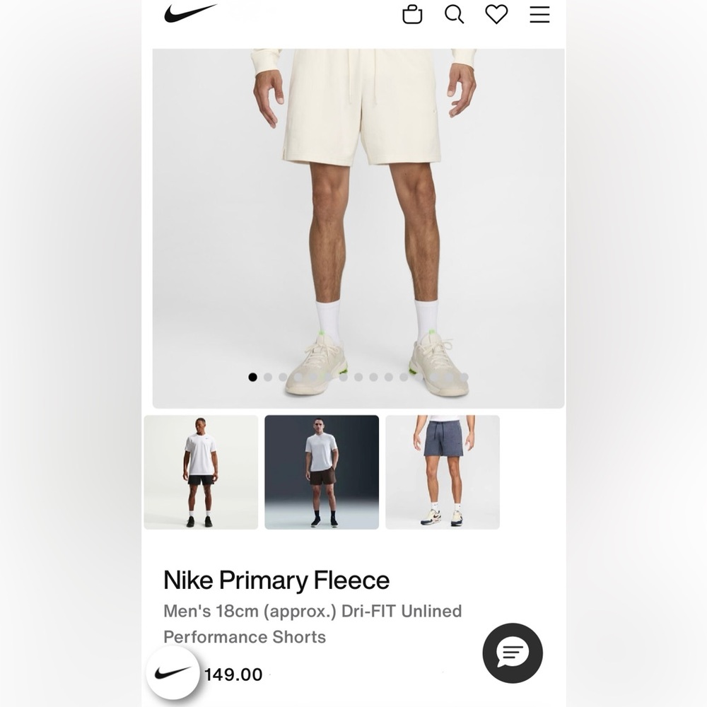 Nike Men's Cream Drawstring Comfy Fleece Shorts